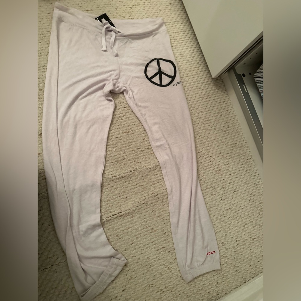 Peace love world peace sign lightweight super soft pants nwt